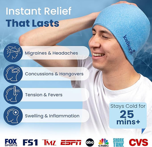 Gorro IceBeanie para el alivio de migrañas, dolor de cabeza o estres.